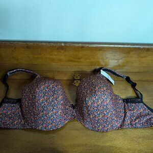 Cacique Women's Floral Support Solution Satin Full Coverage 38H Bra